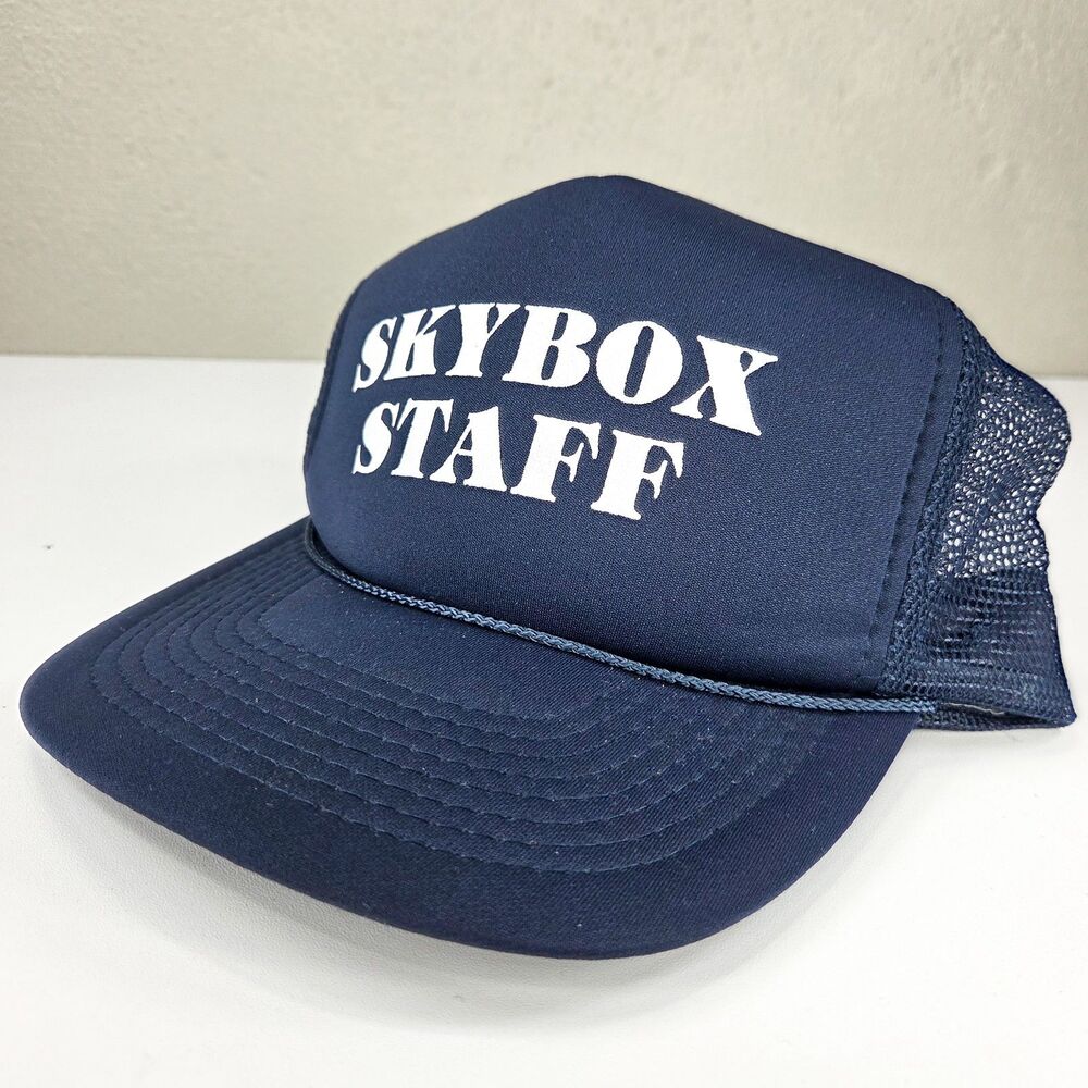 Vintage SkyBox Staff Toppers Trucker Hat Mesh Snapback Sports Cards Cap